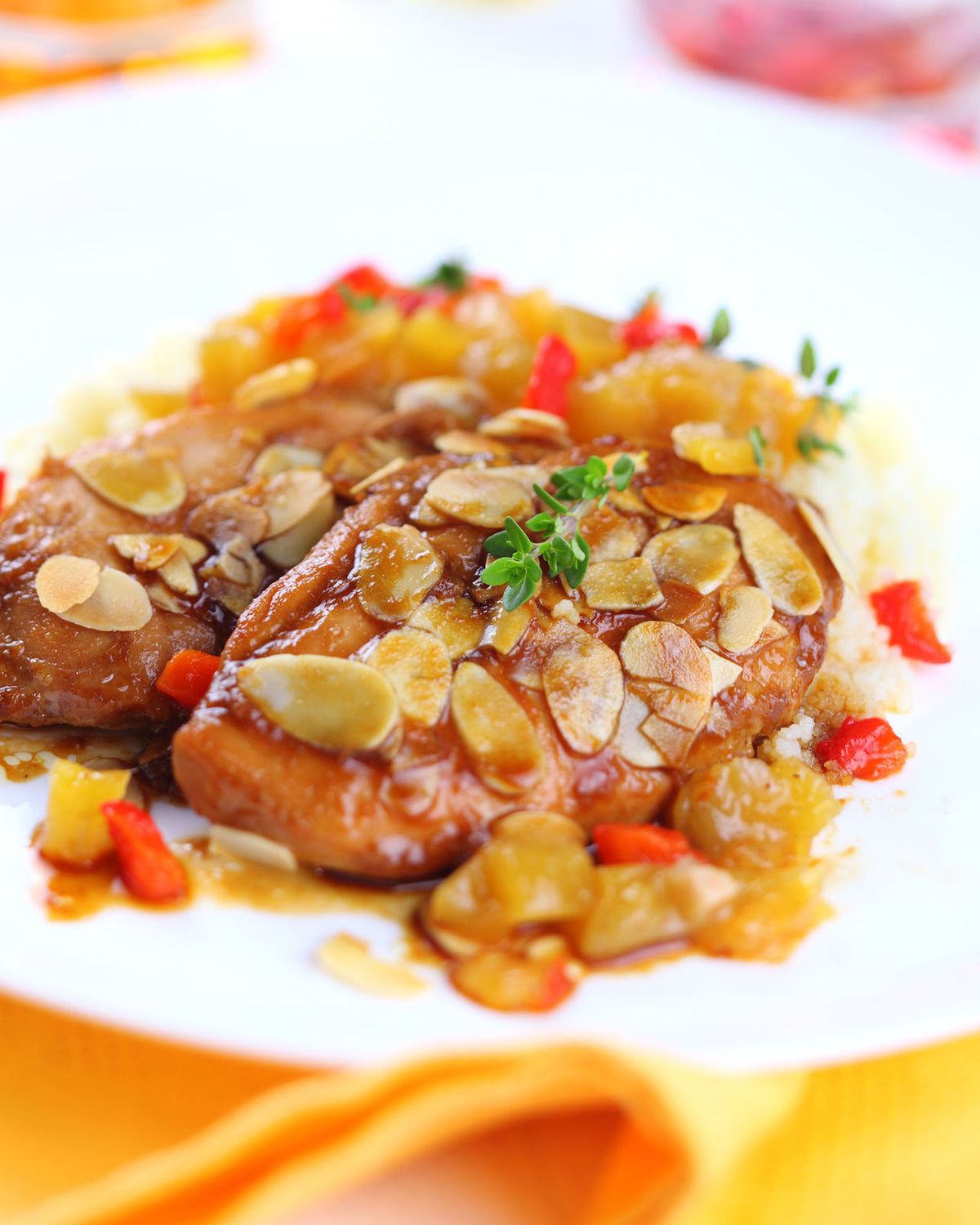 Chicken Almondine with Tiptree Apricot Preserves