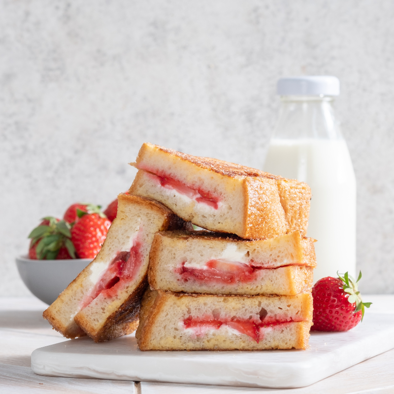 Tiptree Strawberry Preserve & Cream Cheese Stuffed French Toast with Berries