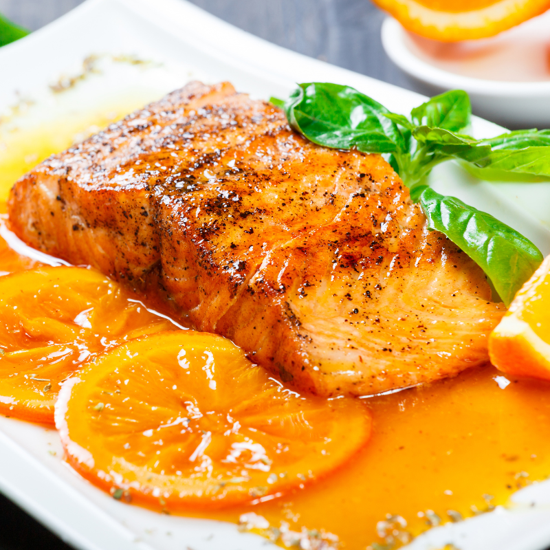 Marmalade Glazed Salmon using Tiptree Double One Marmalade