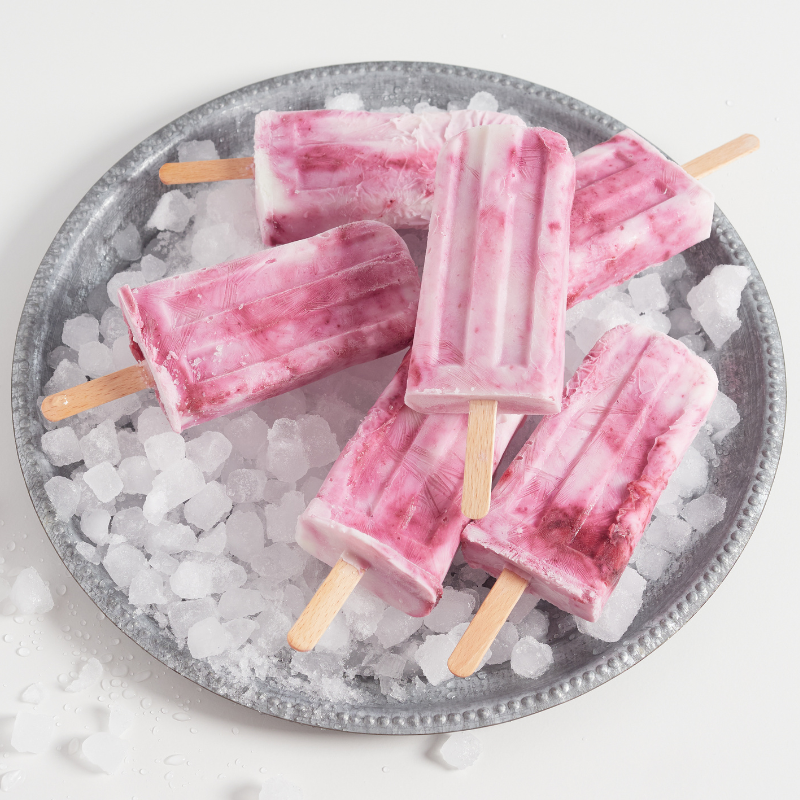 Easy Greek Yogurt Popsicles using Tiptree Strawberry & Champagne