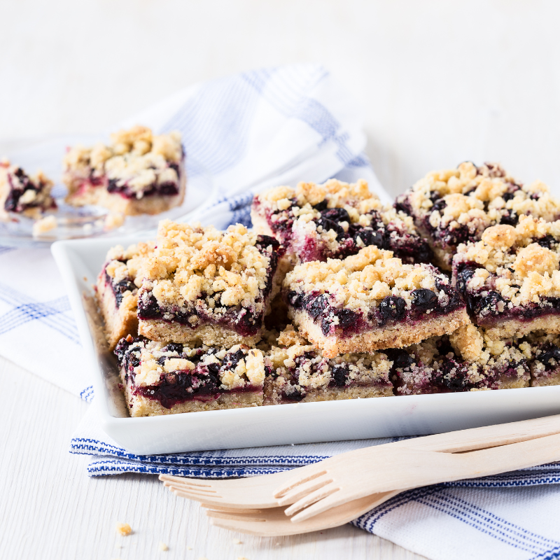 Blueberry Jam Cake Bars using Tiptree Wild Blueberry