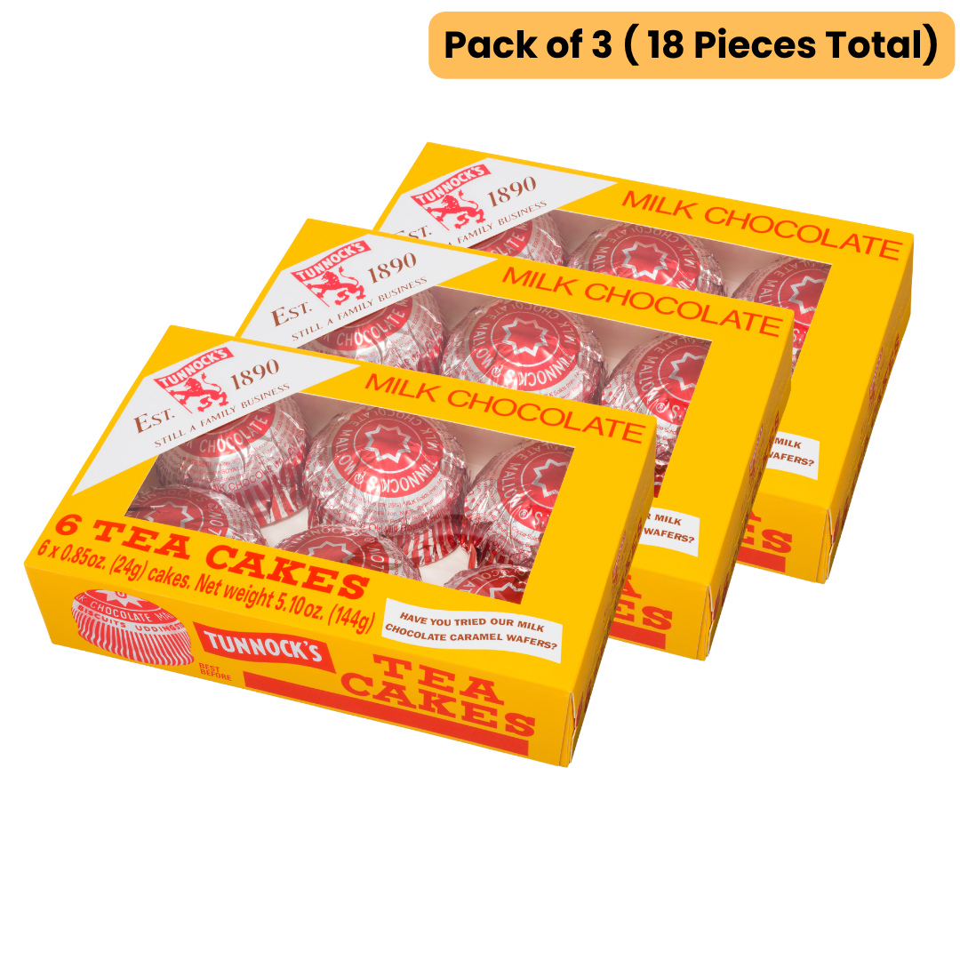 Tunnock's Tea Cakes Milk Chocolate (pack of 3 - 18 pieces)