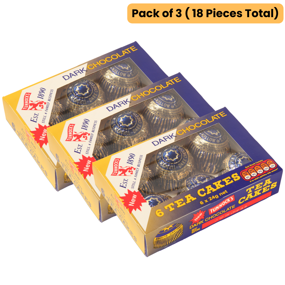 Tunnock's Tea Cakes Dark Chocolate (pack of 3 - 18 pieces)