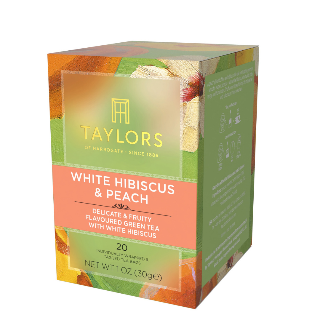 Taylors of Harrogate White Hibiscus & Peach Green Tea, 20 Count