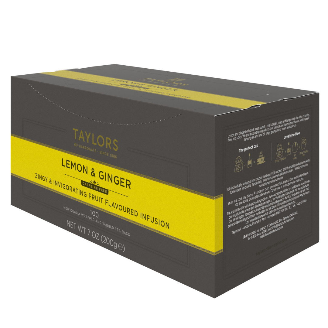 Taylors of Harrogate Lemon & Ginger Herbal Tea, 100 Count