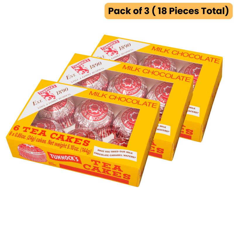 Tunnock's Tea Cakes Milk Chocolate (pack of 3 - 18 pieces)